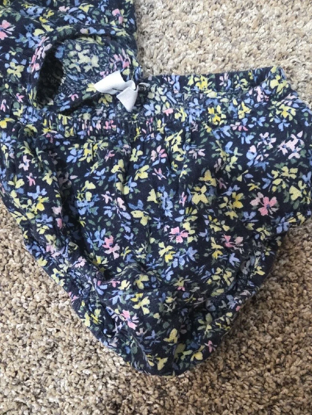 GAP Navy Floral Long-Sleeve Peplum Tunic with Pastel Flowers